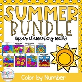 Summer 5th Grade Math Worksheets Color by Number Bundle