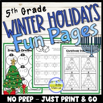Preview of 5th Grade Math Worksheets Winter Holidays Activities