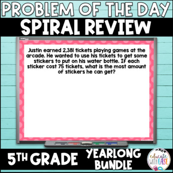 Preview of 5th Grade Math YEAR LONG SPIRAL REVIEW | Problem of the Day Google Slides