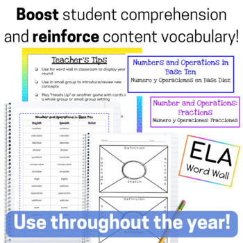 SPANISH 5th Grade Extended Math Word Wall