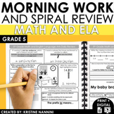5th Grade Morning Work | Daily Math and ELA Spiral Review Quizzes Homework