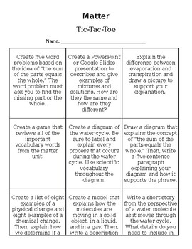 Preview of 5th Grade Matter Choice Board