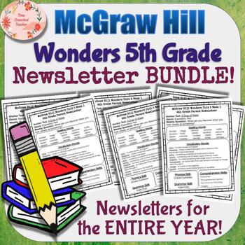 Preview of 5th Grade McGraw Hill Wonders PARENT NEWSLETTER BUNDLE