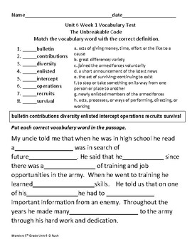 5th grade wonders unit 6 vocabulary tests weeks 1 5 by