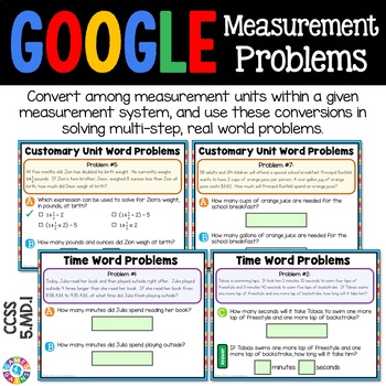 5Th Grade Measurement Conversion Word Problems Google Classroom Math {5 .Md.1}