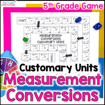 Preview of 5th Grade Measurement Conversions Game - Customary Conversions Board Game