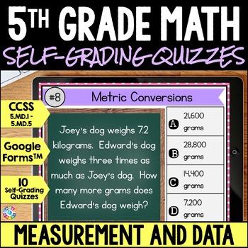 Preview of 5th Grade Measurement & Data Assessments - Metric Conversions, Volume
