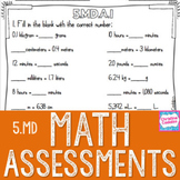 5th Grade Measurement & Data Math Assessments