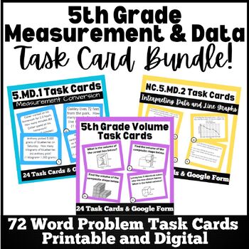 Preview of 5th Grade Measurement and Data Task Card BUNDLE!