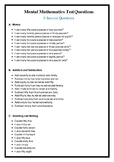 5th Grade - Mental Math Questions + 3 Math Test Papers
