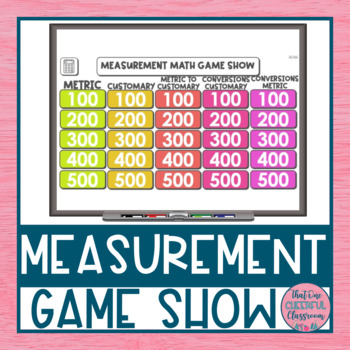 Preview of 5th Grade Metric, Customary and Measurement Conversions Math Review Game Show