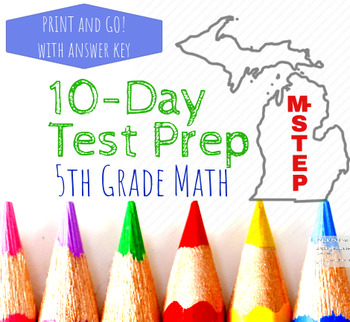 Preview of 5th Grade Math Michigan M-STEP Printable DISTANCE LEARNING / TEST PREP PACKET