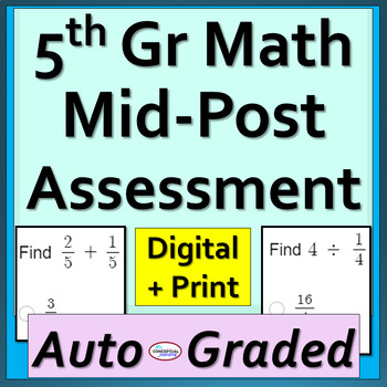 Preview of 5th Grade Mid & End of Year Math Assessment - Spiral Review - Digital Printable