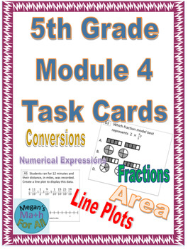Preview of 5th Grade Module 4 Task Cards - Editable (Conversions, Expressions, Fractions)
