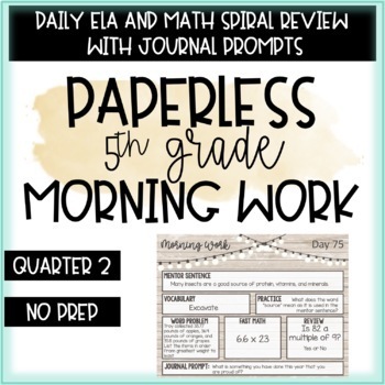 Preview of 5th Grade Morning Work - 2nd Quarter ELA and MATH Spiral Review - Bell Ringers