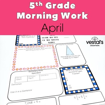 Preview of 5th Grade Morning Work: April -- Daily ELA and Math Spiral Review!