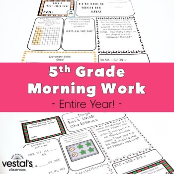 Preview of 5th Grade Morning Work Bundle: Entire Year -- Daily ELA and Math Spiral Review!