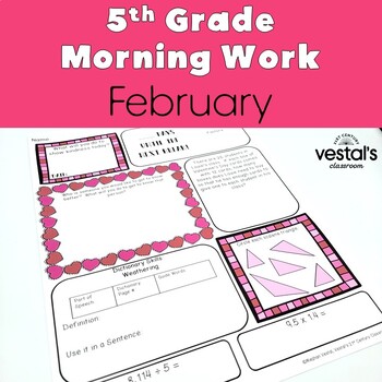 Preview of 5th Grade Morning Work: February -- Daily ELA and Math Spiral Review!