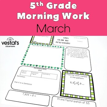 Preview of 5th Grade Morning Work: March -- Daily ELA and Math Spiral Review!