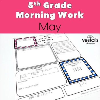 Preview of 5th Grade Morning Work: May -- Daily ELA and Math Spiral Review!