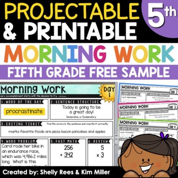 Preview of 5th Grade Morning Work - Math and ELA Review ONE FREE WEEK