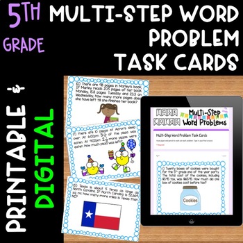 5th Grade Multi-Step Word Problem Task Cards & Worksheets ...