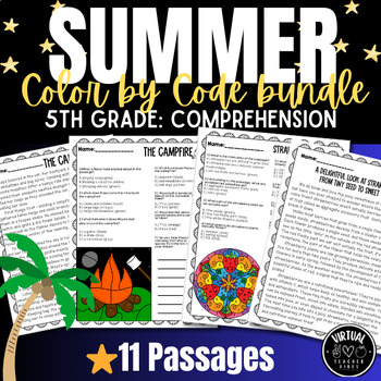 Preview of 5th Grade Multiple Choice Reading Comprehension Passages , End of Year, Summer