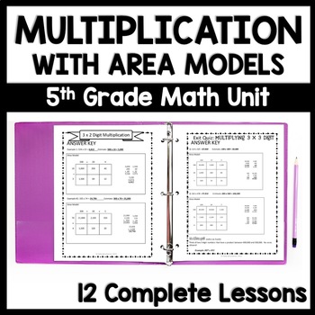 Preview of Area Model Multiplication Worksheets Bundle, 5th Grade Multiplication Packets
