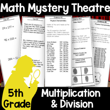 Preview of 5th Grade Multiplication and Division Math Mystery Theatre Game