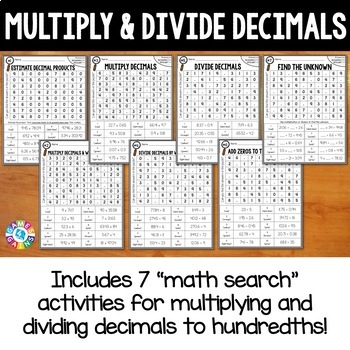 5th grade multiplying decimals and dividing decimals worksheets 5nbt7