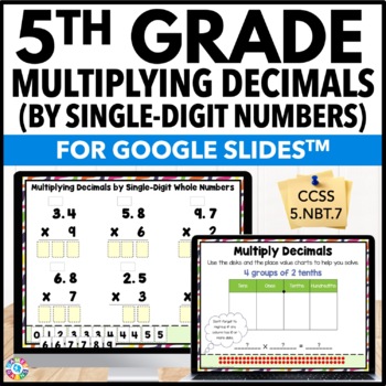 Preview of Multiply Decimals by Whole Numbers Worksheets Activity With Area Model 5th Grade