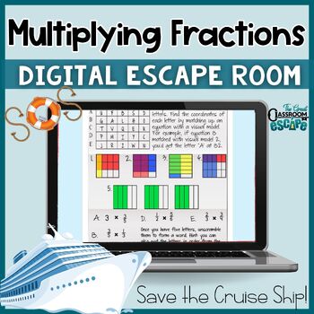 Preview of 5th Grade Multiplying Fractions Digital Escape Room Activity with Mixed-Numbers