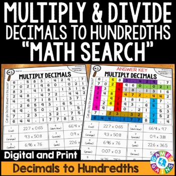 Preview of 5th Grade Multiplying & Dividing Decimals by Whole Numbers & Decimals Worksheets