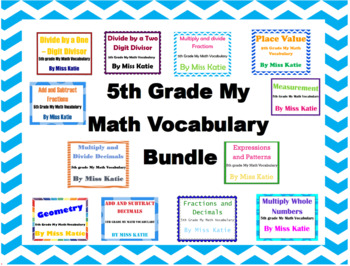 Preview of 5th Grade My Math Vocabulary Poster Bundle