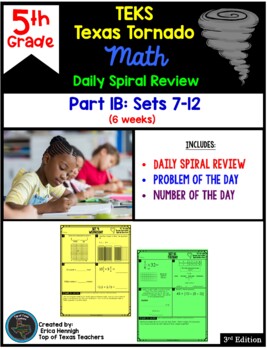 Preview of 5th Grade Math TEKS Texas Tornado: Daily Spiral Review Part 1B (Sets 7-12)