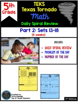 Preview of 5th Grade Math TEKS Texas Tornado: Daily Spiral Review Part 2 (Sets 13-18)