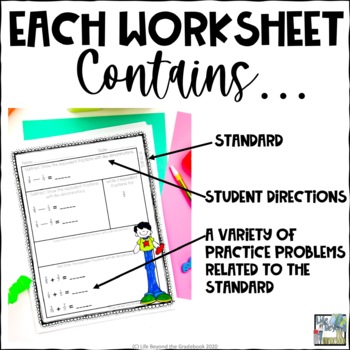 5th Grade NF Review Sheets - All NF Fraction Standards | TpT
