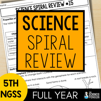 Preview of 5th Grade Science NGSS Spiral Review | Morning Work Warmups Warm Up Worksheets