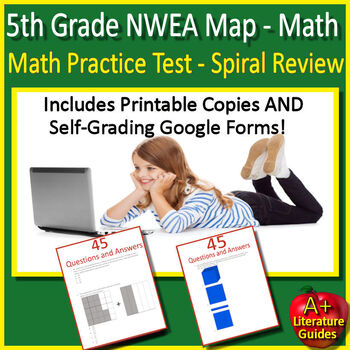 Preview of 5th Grade NWEA Map Math Practice Test - Printable and Google - Spiral Test Prep