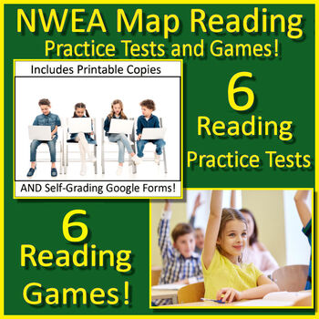 Preview of 5th Grade NWEA Map Reading Test Prep Practice Tests and Games Printable & Google
