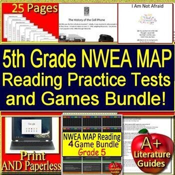 5th Grade NWEA MAP Science, Reading, and Math Practice Tests and Games Bundle!