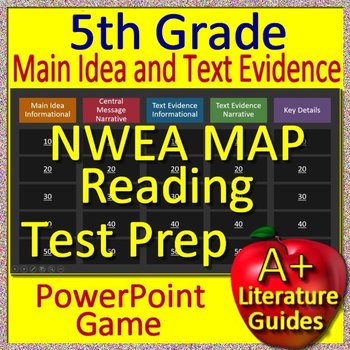 Preview of 5th Grade NWEA Map Reading Game - Main Idea and Text Evidence Test Prep