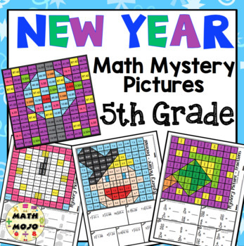 Preview of 5th Grade New Year Math: 5th Grade Math Mystery Pictures