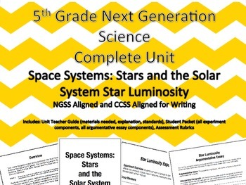 Preview of 5th Grade Next Generation Science Unit Space Systems: Star Luminosity