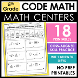5th Grade No Prep Math Centers - Code Math