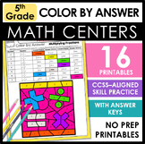 5th Grade No Prep Math Centers - Color by Answer Math