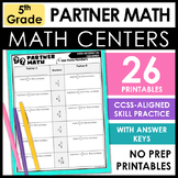5th Grade No Prep Math Centers - Partner Math Printables