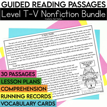 Preview of Level T-V 5th Grade Nonfiction Guided Reading Passages & Comprehension Bundle