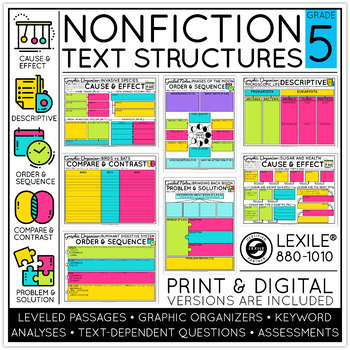 Preview of 5th Grade Nonfiction Text Structures Reading Comprehension
