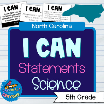Preview of 5th Grade North Carolina NC Science I Can Statements & Learning Targets